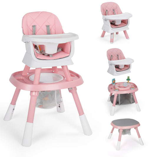 15 in 1 Baby High Chair, Toddler Dining Booster Seat w/Activity Center, Pink