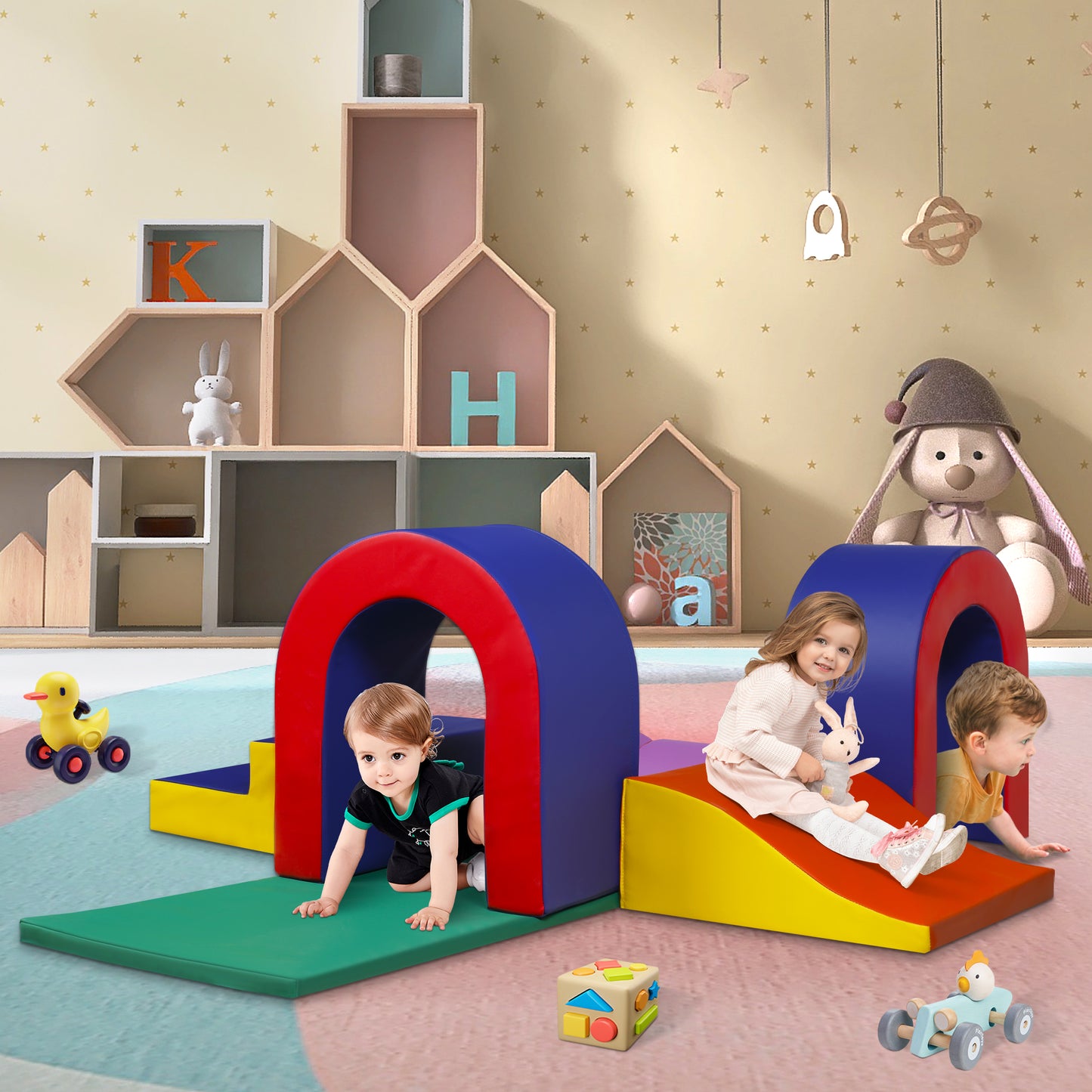 Climb Foam Blocks for Toddler, 10Pcs Soft Baby Climb and Crawl Toy Set Indoor Foam Playset