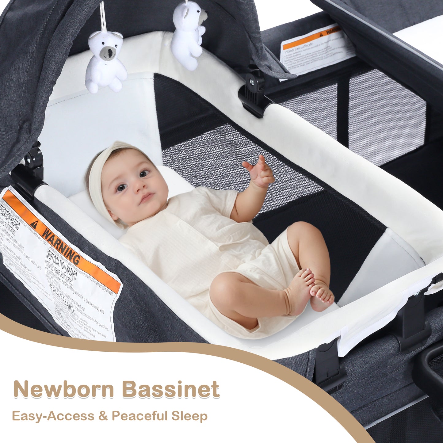 AILEEKISS 3-in-1 Nursery Center, Foldable Baby Playard with Changing Table for Newborn, Dark Grey
