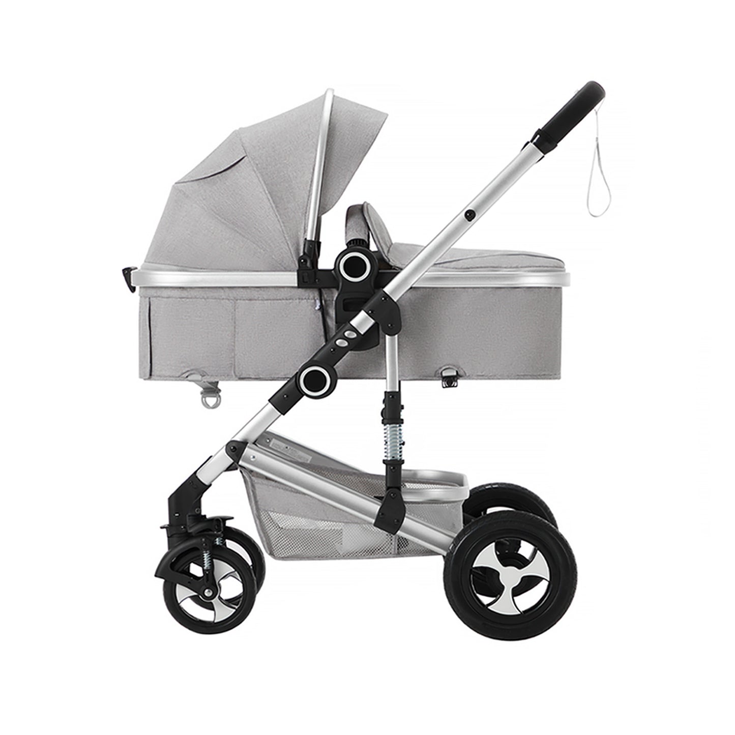 2 in 1 Convertible Baby Stroller, Unisex Folding Infant Newborn Bassinet Pram, Grey