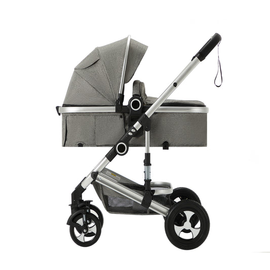 2 in 1 Convertible Baby Stroller, Unisex Folding Infant Newborn Bassinet Pram, Dark Grey